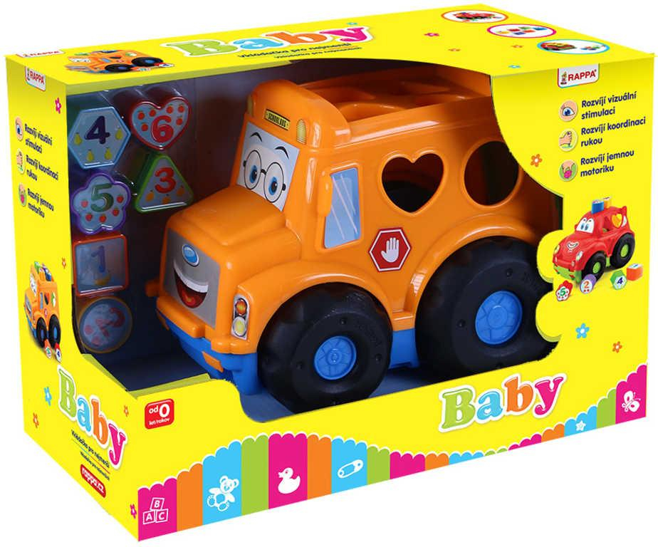 Baby autobus vkládačka se 6 tvary počítání plast 2 barvy pro miminko