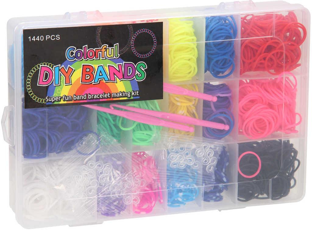 UDĚLEJ SI NÁRAMEK Gumičky LOOM BANDS 1440ks set s doplňky mix barev