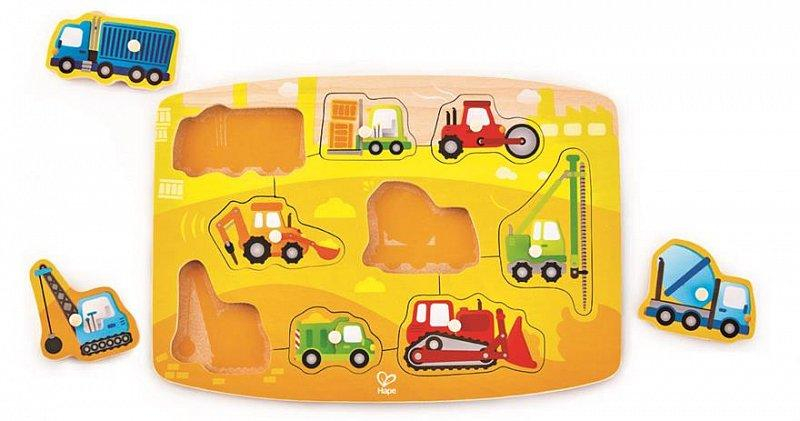 Puzzle na desce - Stavaři
