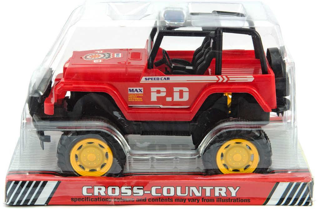 Auto terénní off-road policie 22cm velká kola na setrvačník 2 barvy plast
