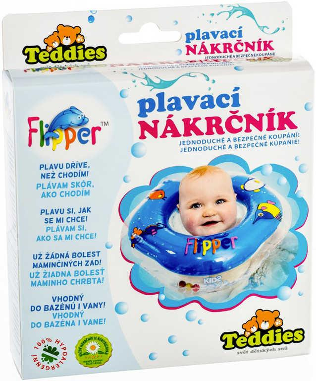 Baby nákrčník plavací kruh Flipper zelený nafukovací podpěra hlavy do vody pro miminko