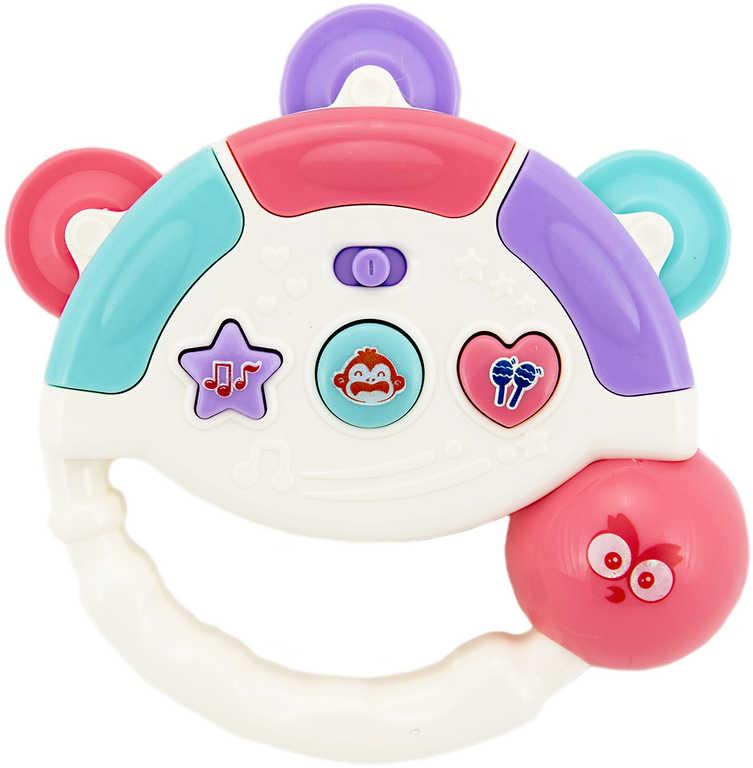 Baby tamburína 12cm volant s aktivitami na baterie Světlo Zvuk plast