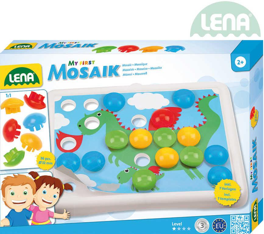 LENA Baby mozaika klobouček hladký 3,3cm 36ks + předlohy v krabici plast 35630