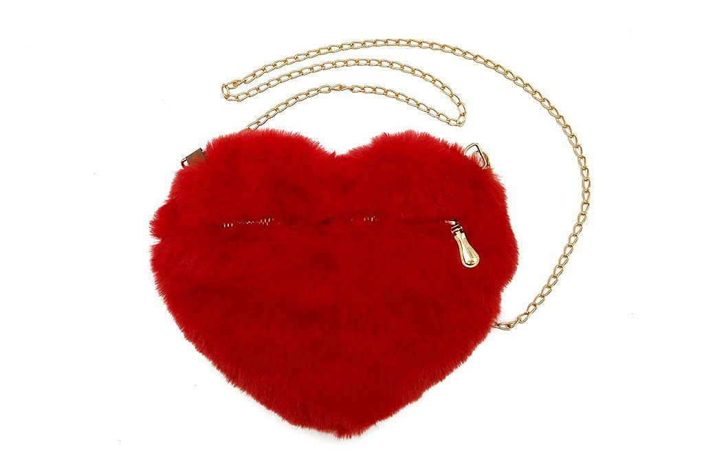Plyšová kabelka - Červené srdce