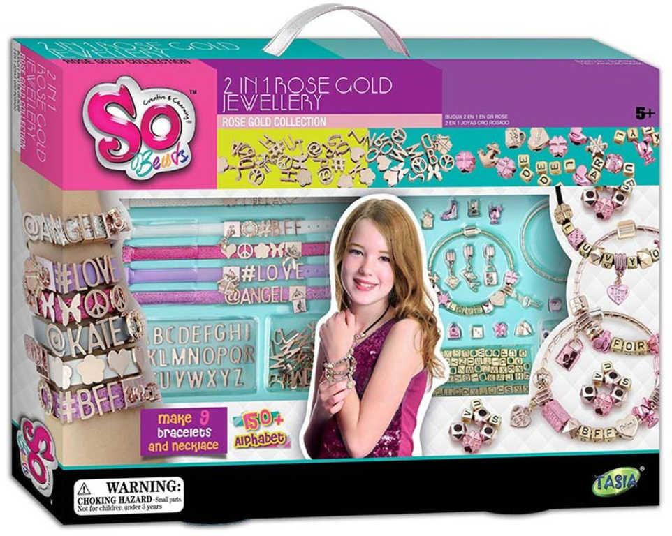 SO BEADS Sada šperků velká Rose Gold kreativní set dětská bižuterie