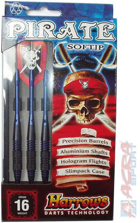 ACRA Šipky s plastovým hrotem HARROWS SOFT PIRATE T18 set 3ks s doplňky