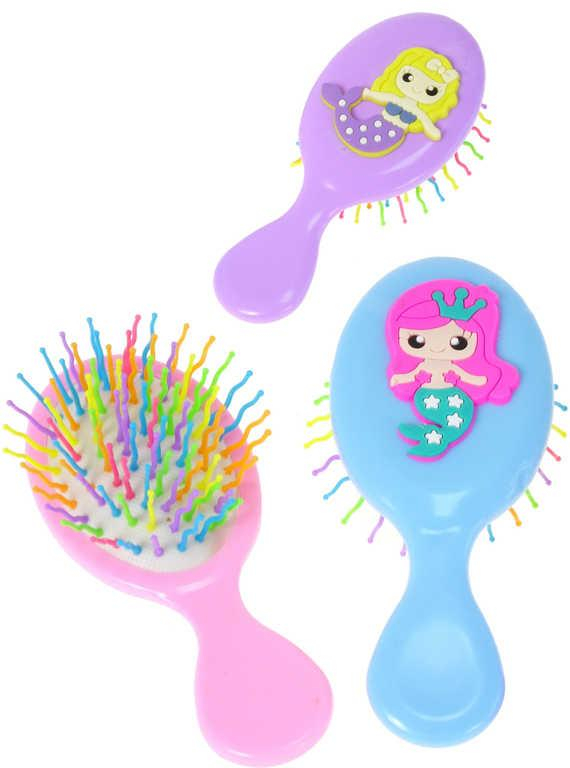 Kartáč na vlasy 14cm dětský hřeben mořská panna 3 druhy plast
