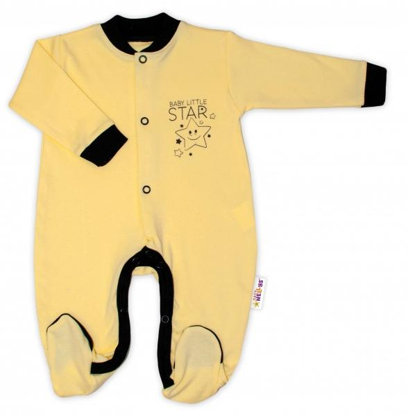 Baby Nellys Bavlněný overálek Baby Little Star - žlutý, vel. 86 - 86 (12-18m)