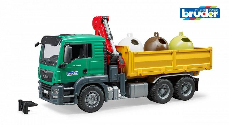 Komerční vozy - MAN nákladní auto se 3 recyklačními popelnicemi a lahvemi