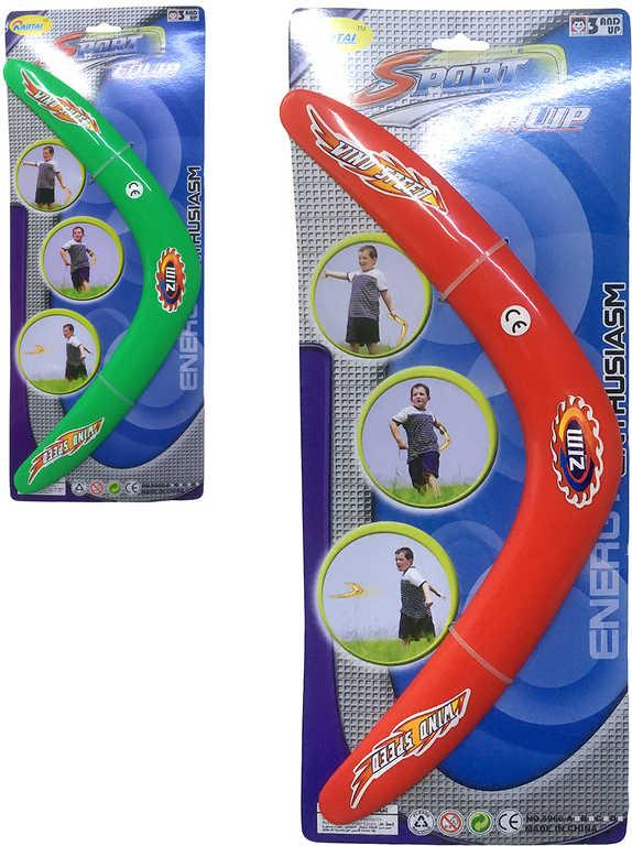 Bumerang Turbo 38cm dvouramenný s grafikou 3 barvy plast na kartě