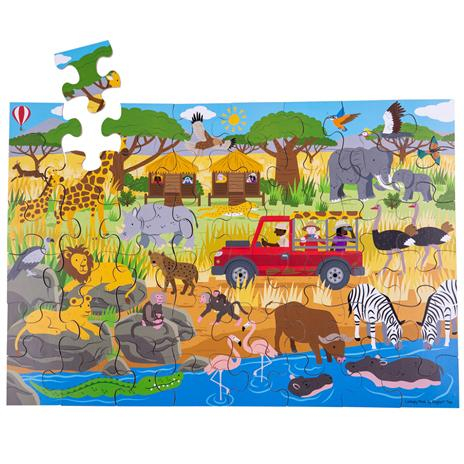 Bigjigs Toys Podlahové puzzle Africké dobrodružné 48dílků - poškozený obal