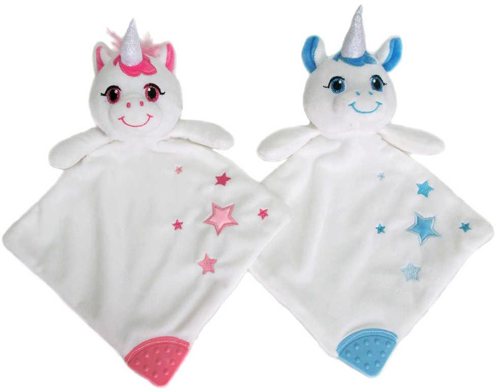 PLYŠ Baby dečka mazlící jednorožec 20x20cm pro miminko 2 barvy