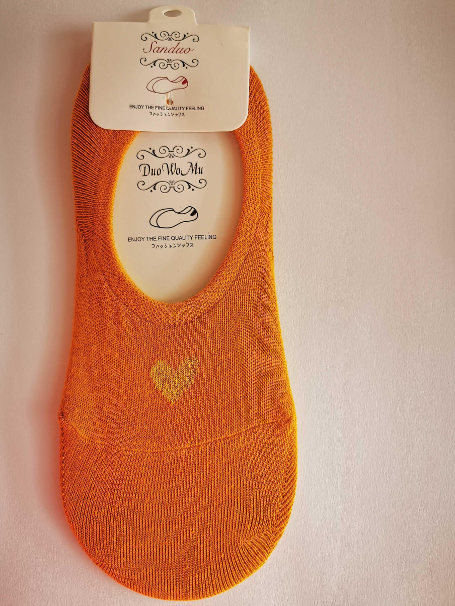 Ne-kotníkové ponožky se srdíčkem - Oranžová
