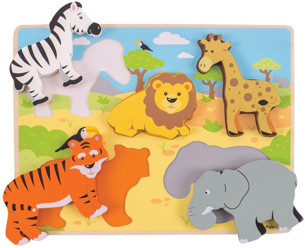 Bigjigs Toys Hrubé vkládací puzzle safari