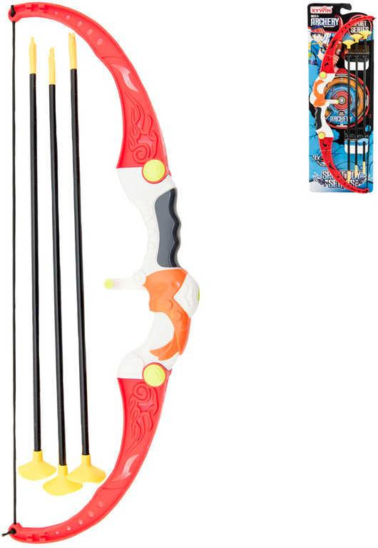 Sada dětský luk 57cm + 3 soft šípy s přísavkami plast na kartě