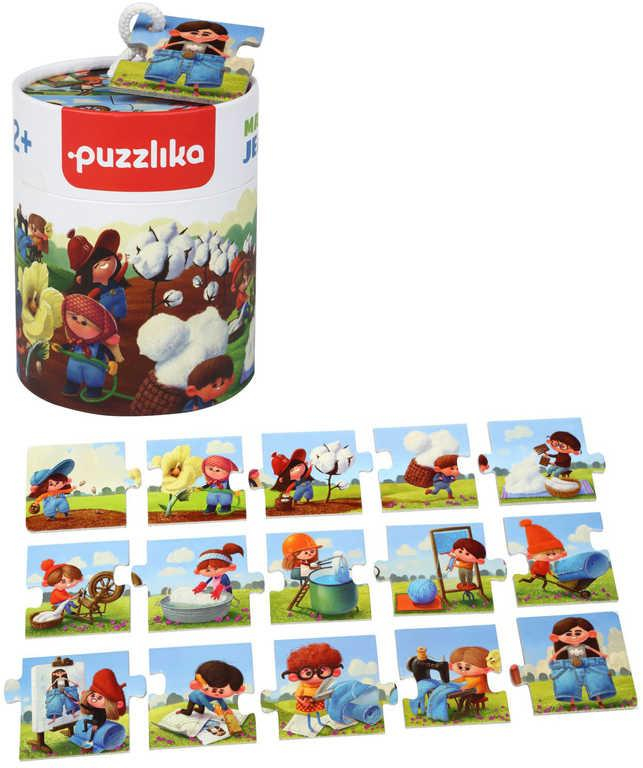 PUZZLIKA Baby dějové puzzle skládačka Výroba džínů velké dílky set 15ks