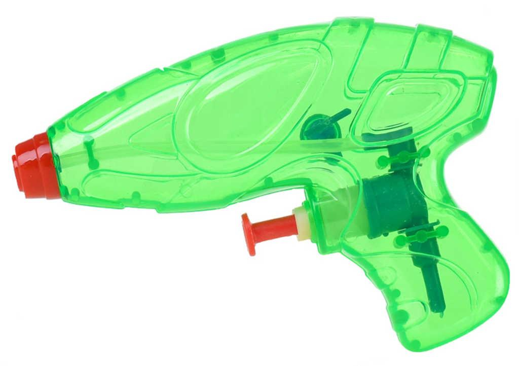 Pistolka vodní stříkací 12cm se zásobníkem na vodu průhledná 4 barvy