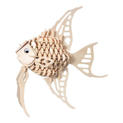 Woodcraft Dřevěné 3D puzzle zlatá rybka