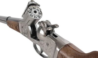 Puška dětská kovbojská stříbrná 62cm 8 ran kapslovka kovová
