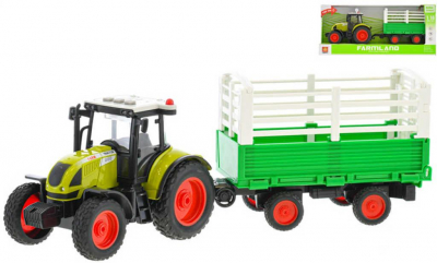 Traktor set s vlečkou na baterie Světlo Zvuk plast