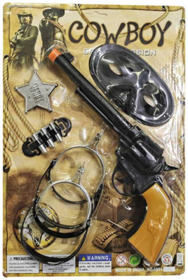 Kovbojská westernová sada pistole 30cm s náboji a doplňky plast na kartě