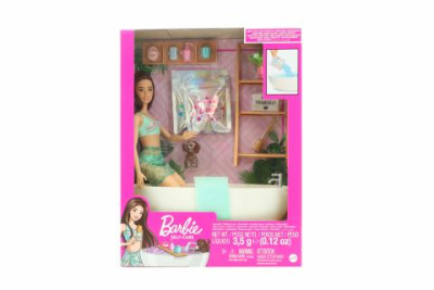 Barbie Panenka a koupel s mýdlovými konfetami brunetka HKT93