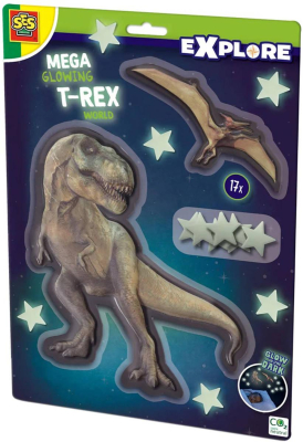 SES CREATIVE Explore Dinosauři s hvězdami nástěnná dekorace ve tmě svítící