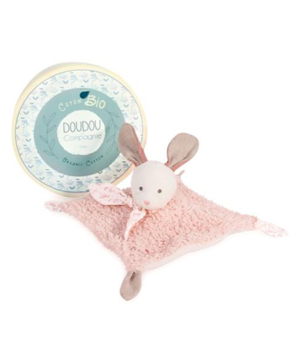 Doudou Plyšový králiček s růžovou dečkou z BIO bavlny 25 cm