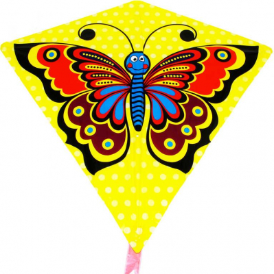 Drak žlutý létající motýl 68x73cm plastový