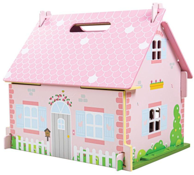 Bigjigs Toys Přenosný dřevěný domeček pro panenky - poškozený obal