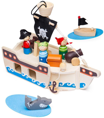 Bigjigs Toys Pirátská loď s piráty