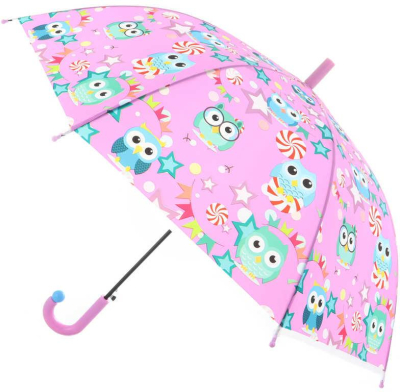 Deštník dětský barevný se sovičkami 83x66cm automatický 6 druhů