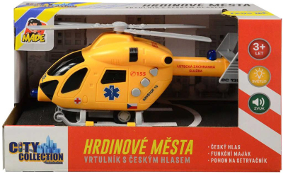Vrtulník záchranářský 19cm s hlášením česky na baterie Světlo Zvuk CZ