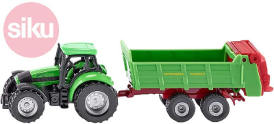 SIKU Model traktor s vlekem zelený kov