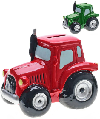 KIDS GLOBE Pokladnička traktor retro porcelánová kasička 2 barvy