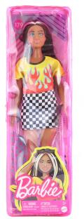 Barbie Modelka - ohnivé tričko a kostkovaná sukně HBV13