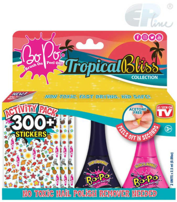 EP Line BO-PO Tropical Bliss set lak na nehty slupovací 2ks + 300 samolepek