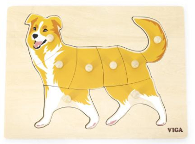 Dřevěná montessori vkládačka - pes