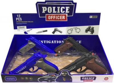 Pistole plastová 20cm policejní revolver na baterie Zvuk 2 barvy