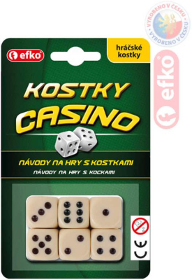 EFKO Hra kostky hrací kasino keramické slonová kost set 6ks na kartě