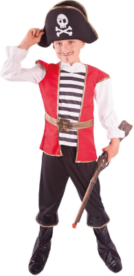 KARNEVAL Šaty Pirát set s kloboukem vel. M (120-130cm) 6-8 let *KOSTÝM*