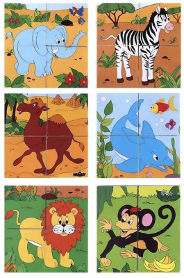 WOODY DŘEVO Kubus Safari obrázkové dětské kostky 4ks *DŘEVĚNÉ HRAČKY*