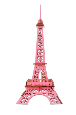 Woodcraft Dřevěné 3D puzzle Eiffelova věž růžová