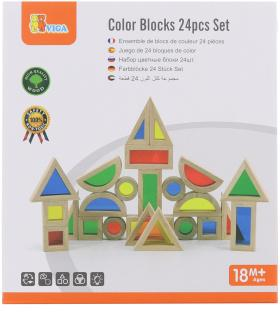 Dřevěné barevné kostky 24 ks