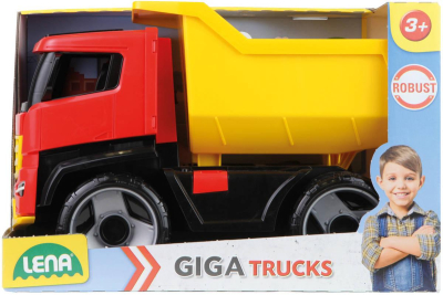 LENA GIGA TRUCKS Auto funkční sklápěč žlutočervený plast v krabici