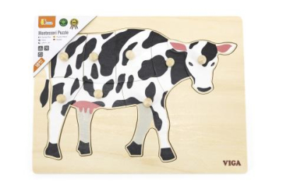 Dřevěná montessori vkládačka - kráva