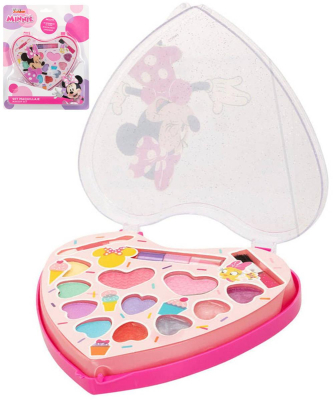 Sada krásy Disney Minnie Mouse srdce dětské šminky oční stíny + lesky na rty