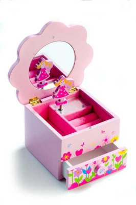 DŘEVO Toaletní skříňka PRINCESS hrající TOALETKA SE ZRCADLEM dětská ŠPERKOVNICE