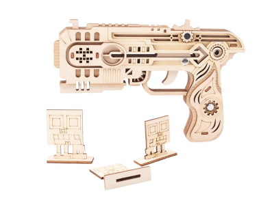 Woodcraft Dřevěné 3D puzzle Zbraň na gumičky Dragon Chaser