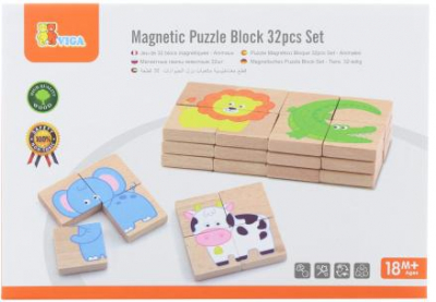 Dřevěné magnetické puzzle - zvířátka